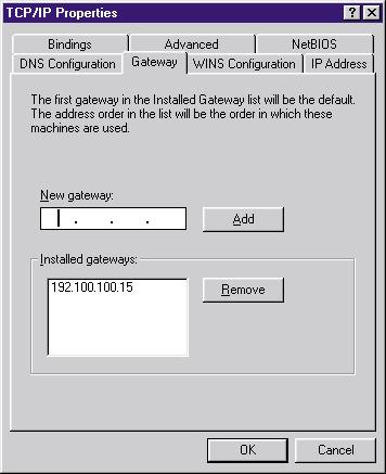 CHAPTER 7: Modifying TCP/IP Networking Operations 4. The Gateway tab allows you to add or remove gateways.