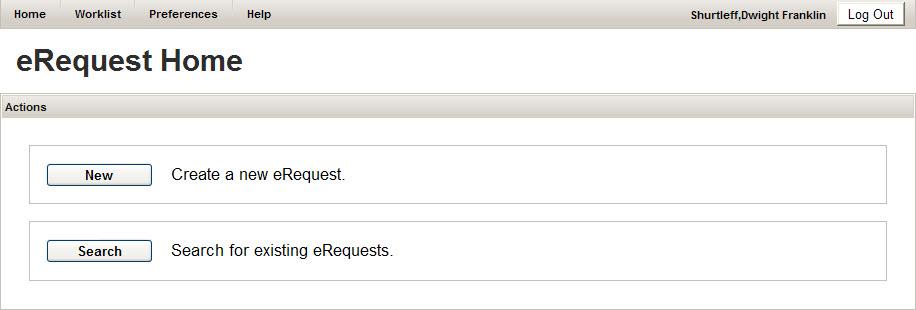 Searching for an erequest After you have submitted an erequest, you may want to check its status, make changes, cancel, print, or copy it.