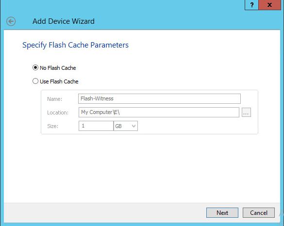 30. Define the Flash Cache Parameters and size if necessary. Choose SSD location in the wizard. Click Next to continue.