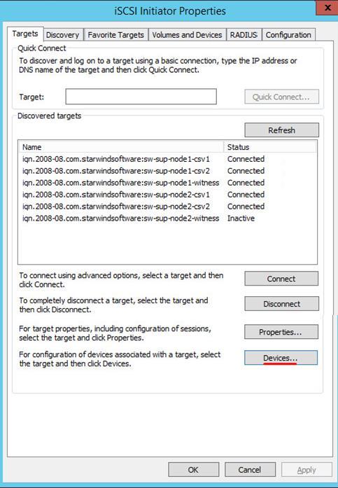 Multipath Configuration 64. Configure the MPIO policy for each device, specifying localhost (127.0.