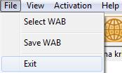 Menus File Select WAB Use this option to select the WAB file which you want to convert.