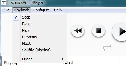 Alternatively, the following controls are accessible from the [Playlist] menu.