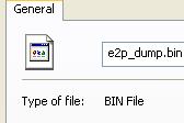 Properties Shows the Type of File BIN