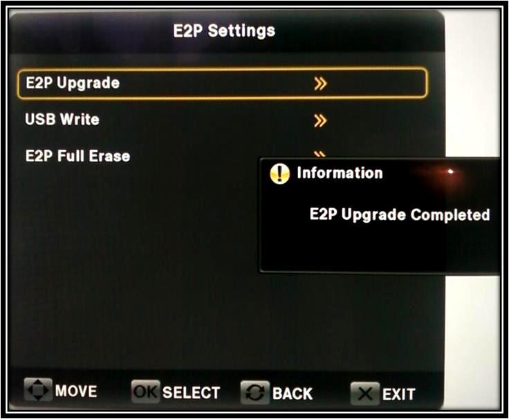 Step 17:- Selected E2P Upgrade settings in Service Menu