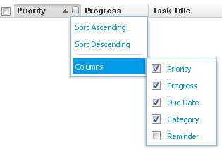 In addition tasks can be sorted ascending/descending for each of the task details.