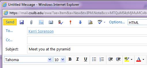 Figure 7: The send command Responding from within the Reading Pane From the Reading Pane, you can respond to an email, using the buttons in the upper