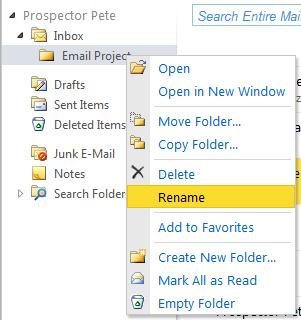 Figure 14: Name your folder To move mail from any location to a folder, drag it from the view pane and drop it in the folder.