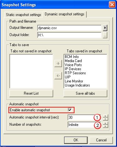 The Automatic Snapshot can be enabled by ticking the Enable Automatic Snapshot box.