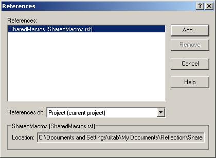 18 Sharing and Managing Macros ^ÇÇáåÖ=^ÇÇáíáçå~ä=oÉÑÉêÉåÅÉë An additional option for using referenced settings files is to save your macros to any Reflection settings file, then add a reference to