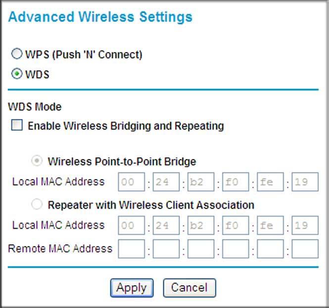 Building Wireless Bridging and Repeating Networks With the wireless modem router, you can build large bridged wireless networks that form an IEEE 802.11n Wireless Distribution System (WDS).