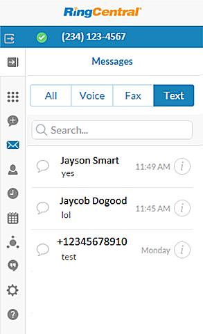 RingCentral for Google User Guide Text Message 23 Text Message When you see a list of messages, the list displays the most recent message if