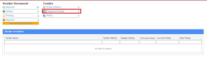 The tender name will show up, then click the red box in the picture below: After click the tender name,