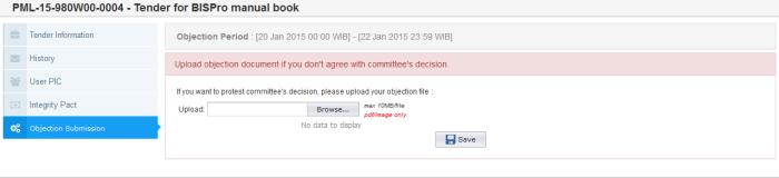 Please upload the objection document by clicking button, then choosing files, after that click button as
