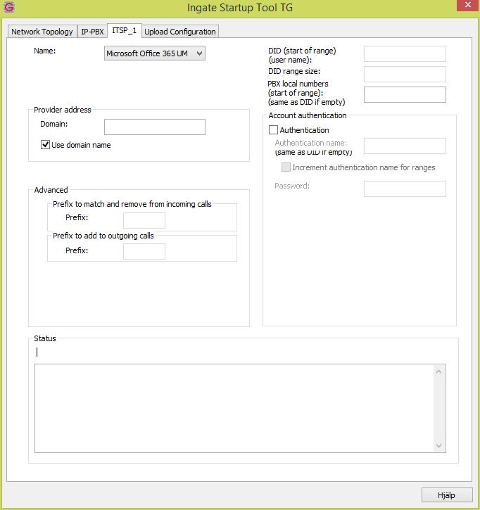 5.2.4 ITSP Configuration In the Ingate Startup Tool TG, navigate to the ITSP tab (Figure 9).