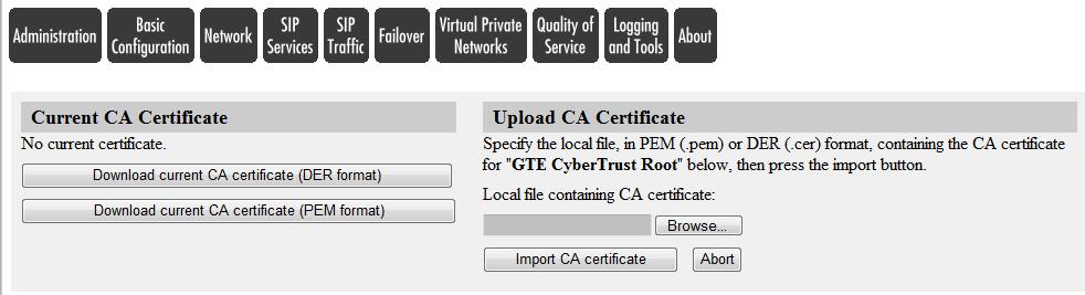 Figure 26. Preparing to import the root certificate On the screen that is displayed (Figure 26), click the Browse button and then navigate to the ct_root.