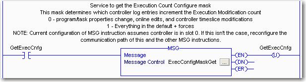 Chapter 3 Controller Logging Example: Controller Log Config Execution Get ladder instruction and configuration dialog box The Destination tag should be of type DINT.