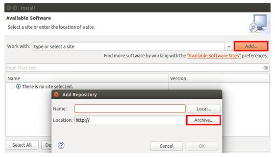 Then, in the "Add Repository" dialog, select "Archive". Figure 33. Add repository for new software 6.