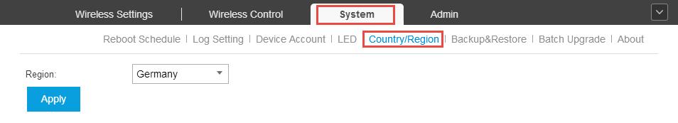 Country/Region On the Country/Region page, you can re-select your country or region. Please comply with local laws.
