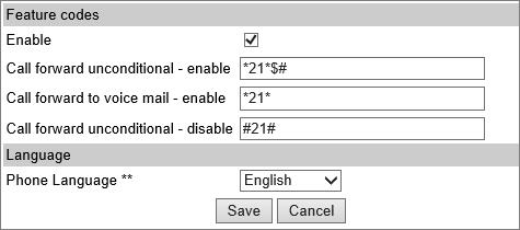 Enabling Feature Codes for Use of the Call forward Unconditional Feature The advanced feature, Call forward unconditional, is accessed by dialing special feature codes from the DECT handsets.