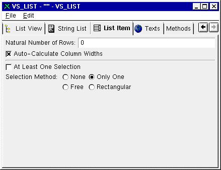 SYS 500 7 Other Dialog Items 1MRS751256-MEN The List Item page of the editor is shown in Figure 50. You can use the List Item page to specify the appearance and selection method for the list.
