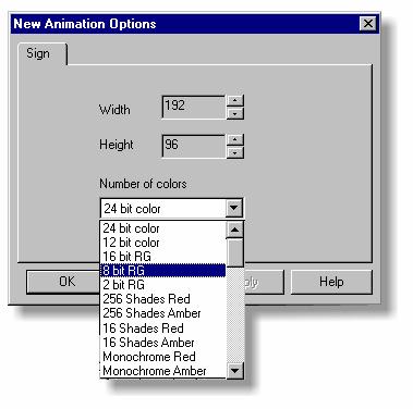 2MPro Sign Software Version 2.13 3/18/2004 Page 5 Setting the New Animation Options The first time you launch the program you will get a setup screen like the one shown.