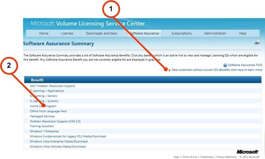 About Microsoft Software Assurance for Volume Licensing Select Software Assurance on the main navigation bar to navigate to the Software Assurance Summary page.