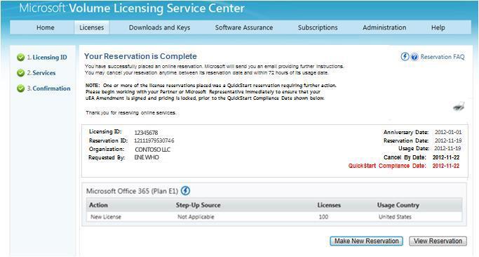 NOTE If one or more items on the reservation are a QuickStart reservation, further action is required of you.