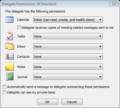 Check the settings to ensure that the delegate only has access to the outlook tools you want them to have access to.