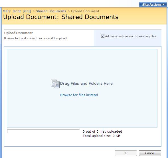 MULTIPLE FILE UPLOAD To upload multiple files at once, follow this procedure. Click Upload and select Multiple Files. You will see a screen such as the one below.