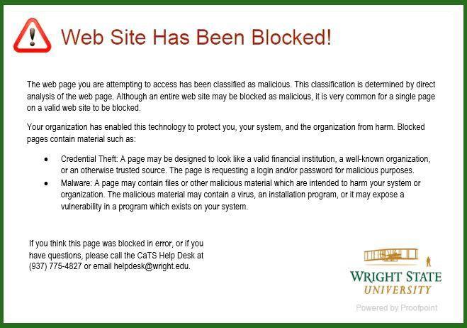 Mail Security To protect Wright State Users from emails that could contain malware, CaTS has implemented a protection program from Proofpoint called the Targeted Attack Program (TAP).