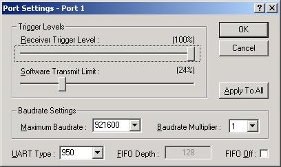 Properties tab from the properties window that appears: Select the Port 1 button under the Advanced title to display the