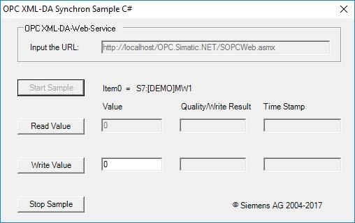 Installing the OPC XML DA Web Services Figure 7-2 User interface of
