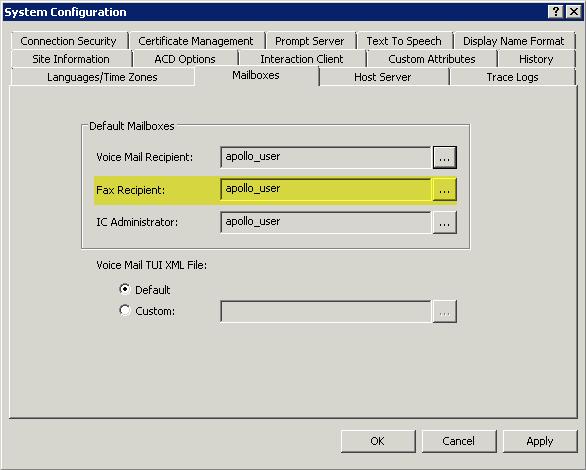 Recipient In System Configuration->Mailboxes,