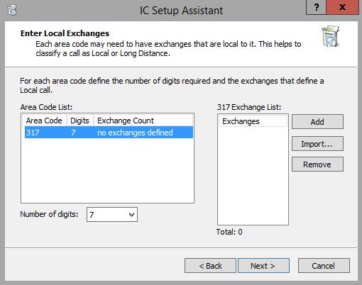 178 Run IC Setup Assistant Note: After the installation, if a new area code needs to be created or added to the locality in which the CIC server is installed, add it to the dial plan in the