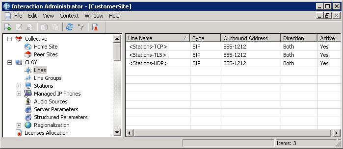 254 Configure SIP lines Three default SIP station lines with transport protocols to be used for internal station-to-station calls: <Stations-UDP>, <Stations-TLS>, and <Stations-TCP>.