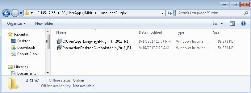Chapter 14: Client Workstation Installations 283 Contents of \LanguagePlugins directory on the IC_UserApps64bit share In this example, the IC_UserApps_64bit share contains: Language Plugins