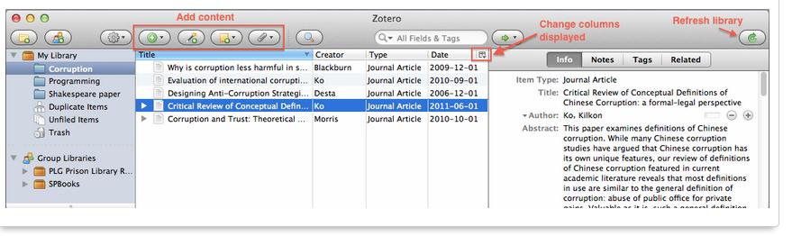 Zotero has three components: The library that keeps all of your references organized The browser tool that can grab citamon informamon off of a web page The Word (or OpenOffice) plug-in that can