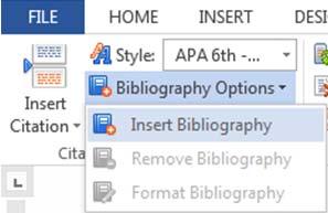 2. You can see the edited citation in the Preview area. 3. Click OK. Creating your Bibliography 1. Position your cursor at the end of your document. 2. Click on the RefWorks tab. 3. Click on Bibliography Options > Insert Bibliography.
