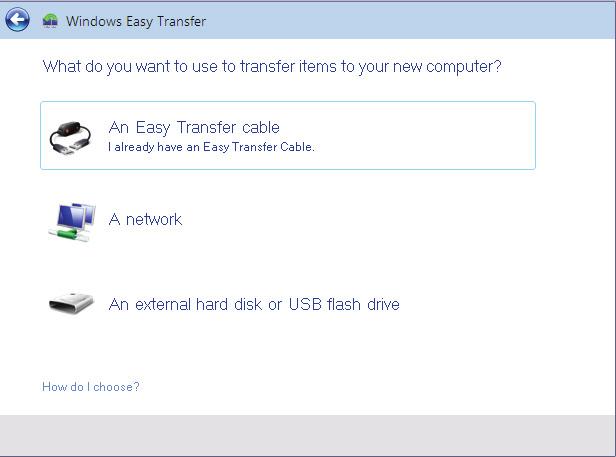 3. Select An Easy Transfer Cable on both computers.