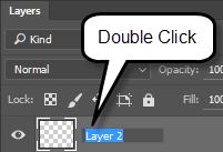 Note: If a new document is created with a transparent layer, that document will contain a regular layer called Layer 1 and will not have a background layer Rename a Layer Renaming a layer in