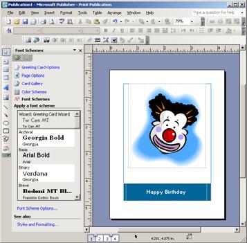 Creating a Personalized Greeting Card 1. Open Publisher by double clicking the icon on the desktop or finding it under the start menu. 2.
