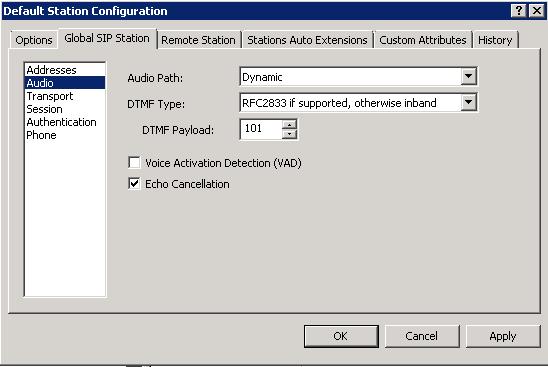 To configure the QoS setting for SIP (global) 1. In Interaction Administrator, open Default Station Configuration in the Stations container.