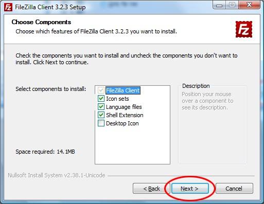 Step 4: The installer will now ask which components you wish to install, this does not need