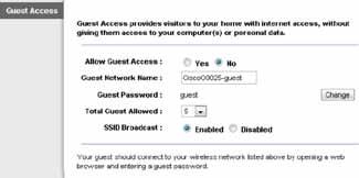 Advanced Configuration Wireless > Guest Access The Guest Access feature allows you to provide guests visiting your home with Internet access via wireless.
