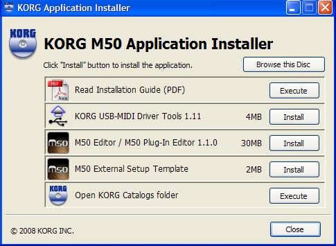 Installation Installation in Windows XP / Windows Vista To install the M50 Editor and the M50 Plug-In Editor into Windows XP or Windows Vista, proceed as follows.