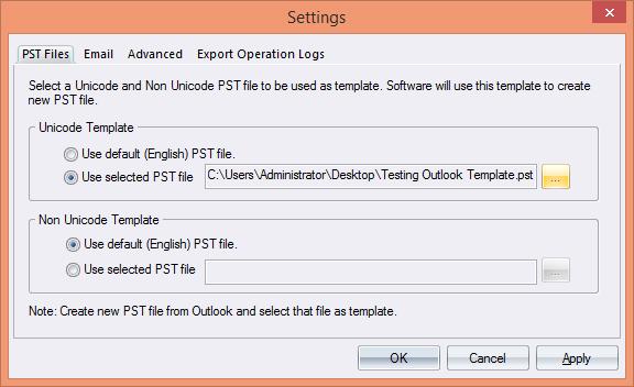 Use the PST file that you want to set as a template. 5.