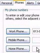 button (for example, to enter your work number, click the Work Phone button). 4.
