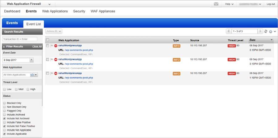 We re Now Monitoring Your Web Application! Check out the security events (violations) we ve found on your web application.