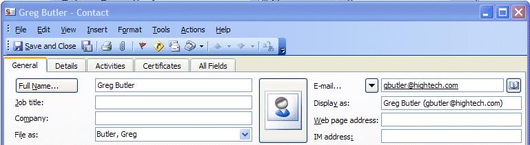 NCMail: Outlook 2003 Email User s Guide 22 When you have entered the information, your screen should look similar to the one below.