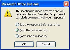 2. Click on the message about the meeting - it should look a bit like below: You have the following choices: Accept a meeting that you know you'll be able to attend.